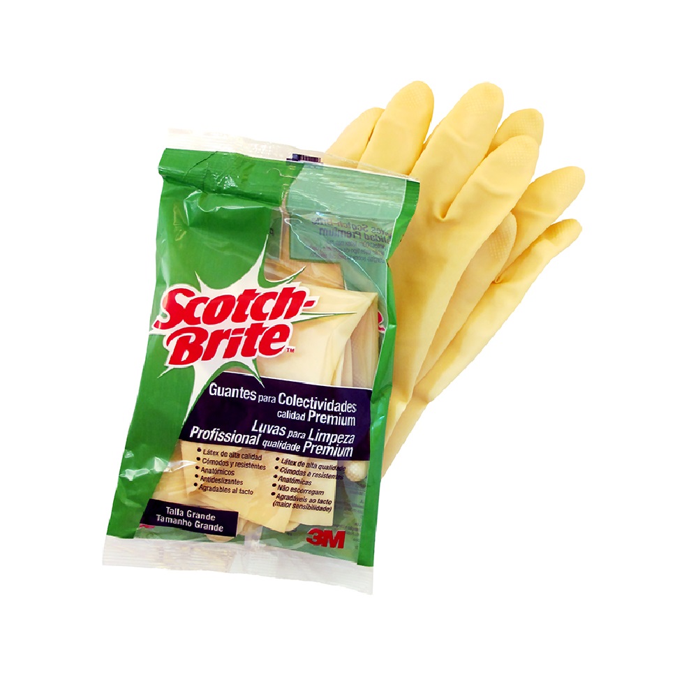 3M™ Scotch-Brite™ Guantes Calidad Premium Látex Talla Grande (Caja con 100 Pares)